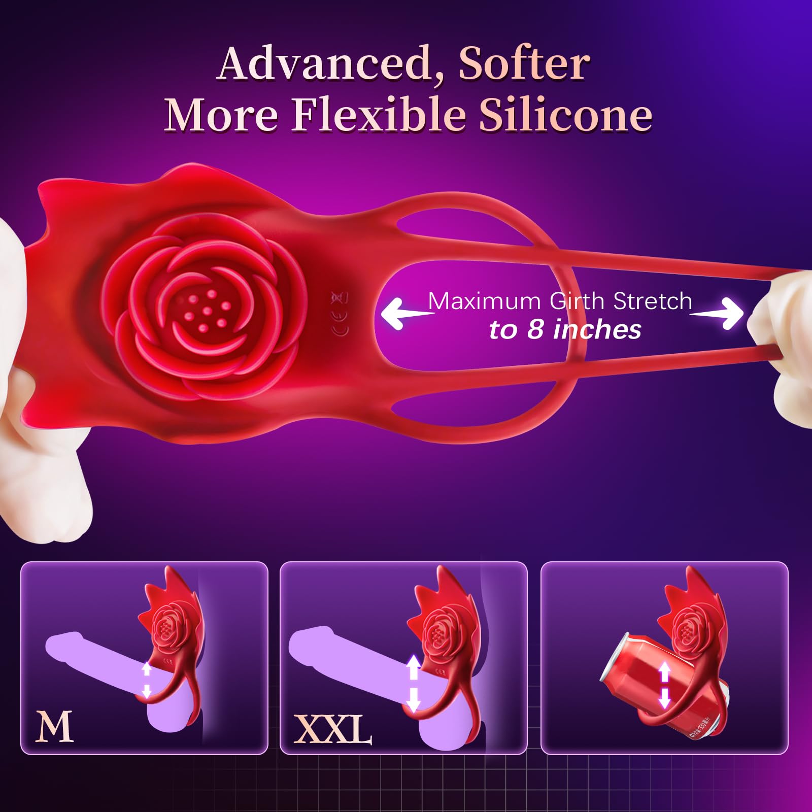 **APP Controlled Vibrating Cock Ring for Men - Silicone Penis Ring with Rose Clitoral Stimulator, Multi-Speed Couples Sex Toy for Enhanced Pleasure - Perfect for Couples Play & Spicing Up Intimacy**