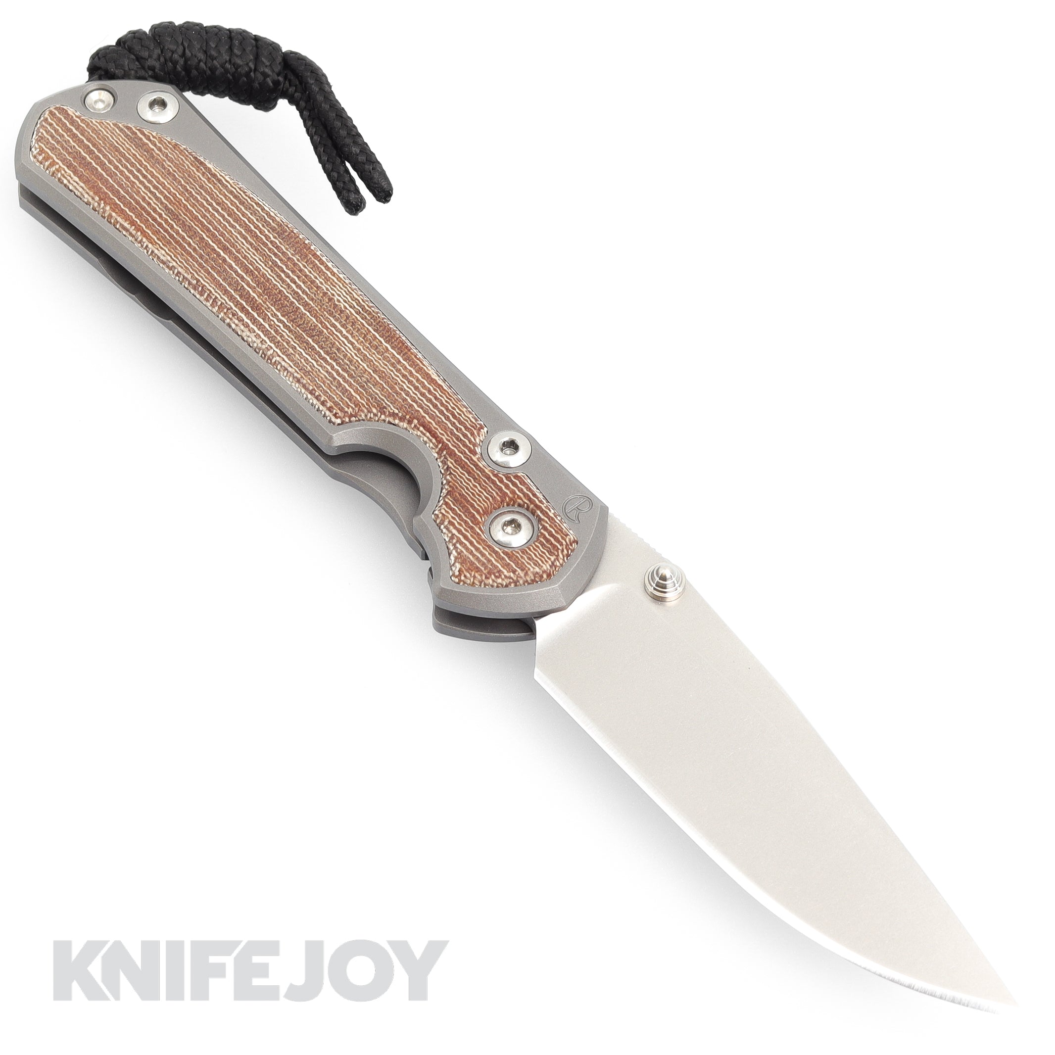 Chris Reeve Knives Small Sebenza 31 Left Hand Folding Knife - Magnacut Drop Point Blade, Glass Blasted Titanium Handles with Natural Canvas Micarta Inlay | EDC, Outdoor, Camping & Survival Tool