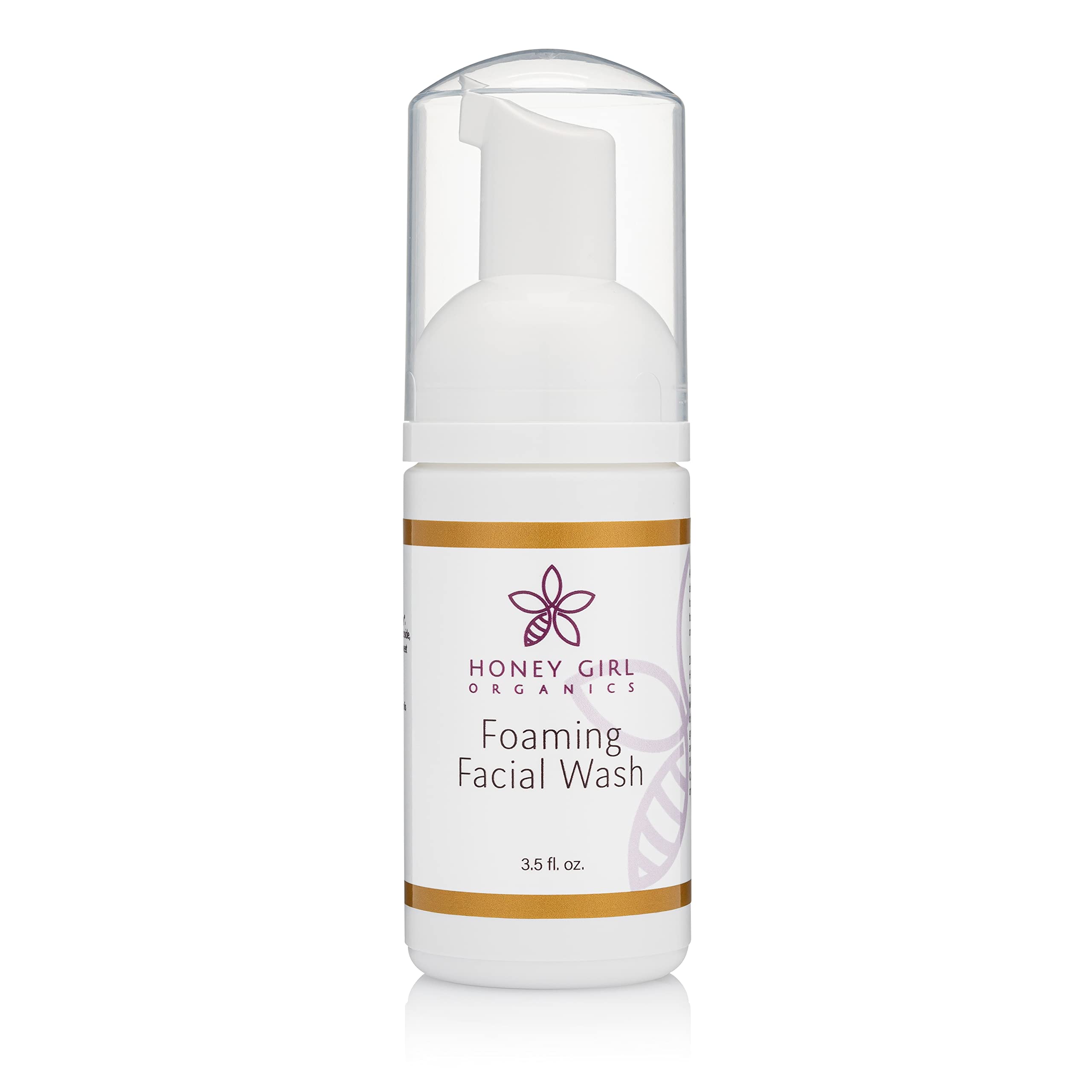 Honey Girl Organics Foaming Facial Wash - 3.5 fl oz | Natural & Organic Face Cleanser for Sensitive Skin | Perfect for Daily Skincare Routine & Travel