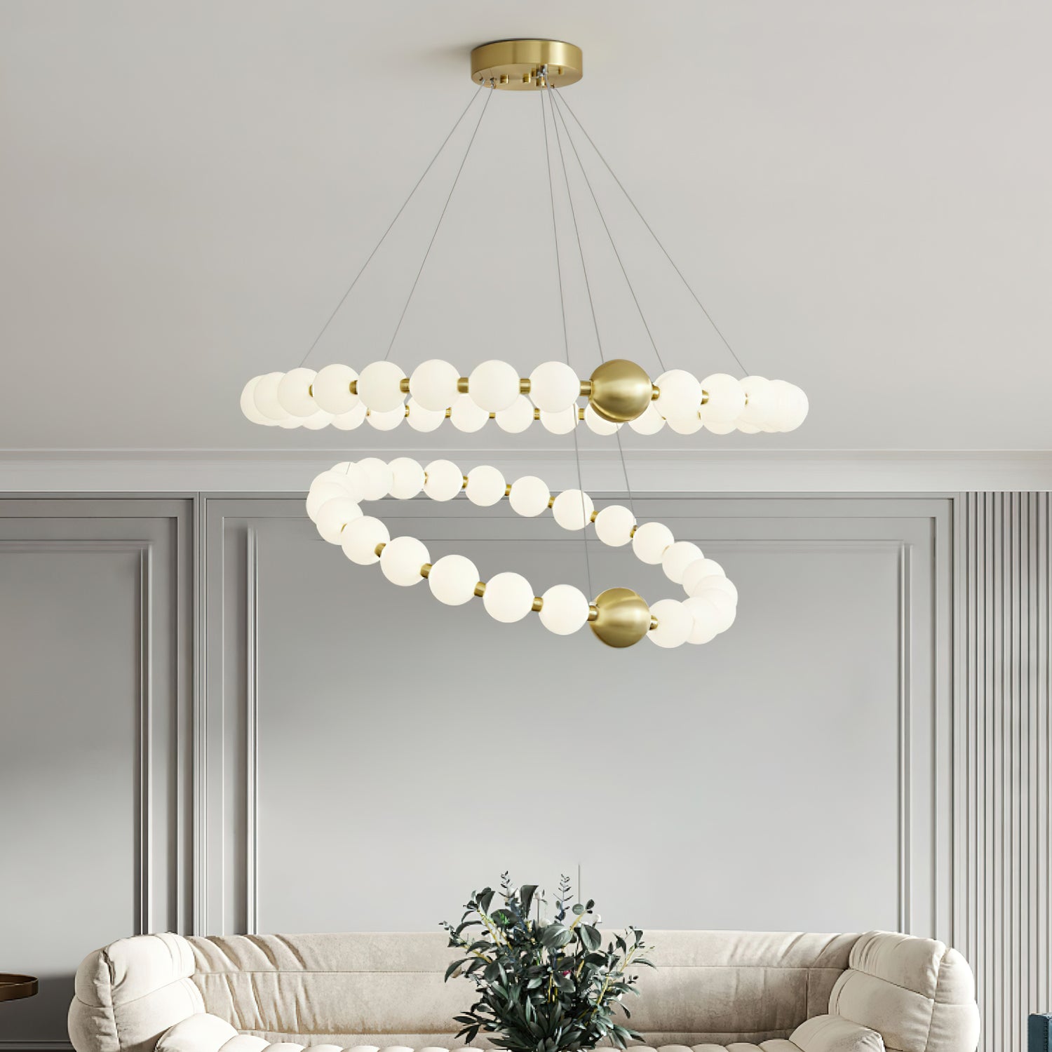 Aeyee Crystal Pearls Chandelier - Elegant Ceiling Light Fixture for Dining Room, Bedroom, Living Room & Wedding Decor