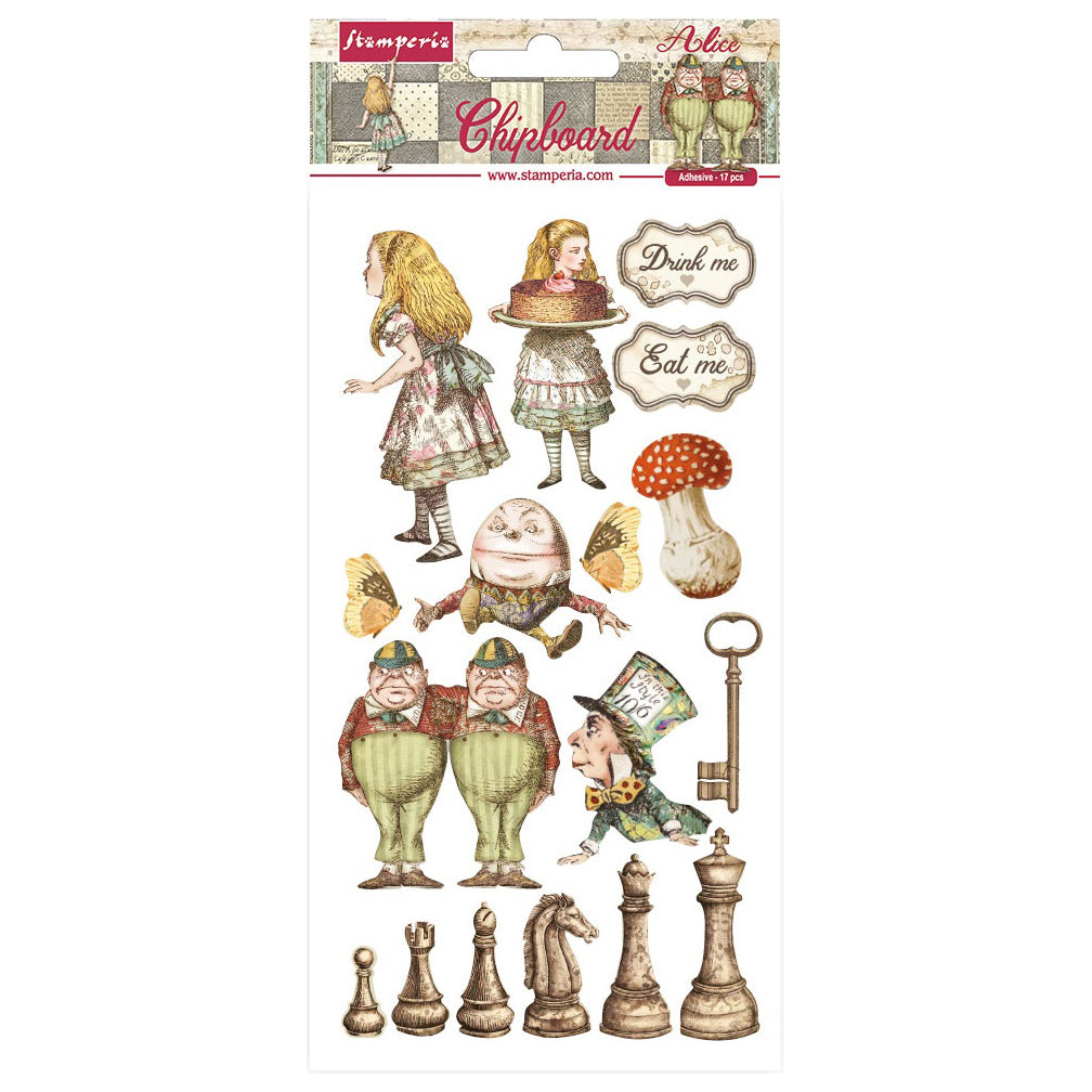 Alice Through The Looking Glass Adhesive Chipboard 6X12 - Premium Self-Adhesive Craft Board for Scrapbooking, DIY Projects, and Home Decor