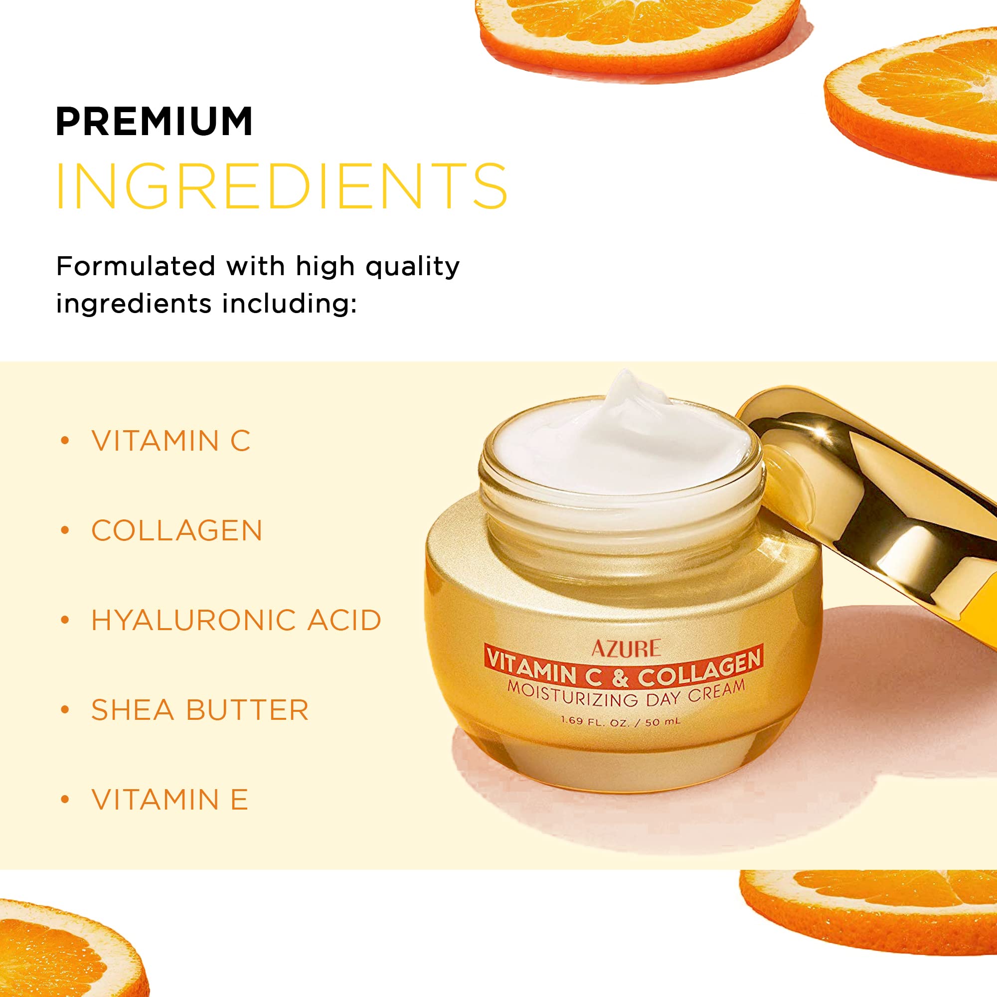 Azure Vitamin C Face Moisturizer - K Beauty Anti-Aging Cream for Glowing Skin | Dermatologist Tested