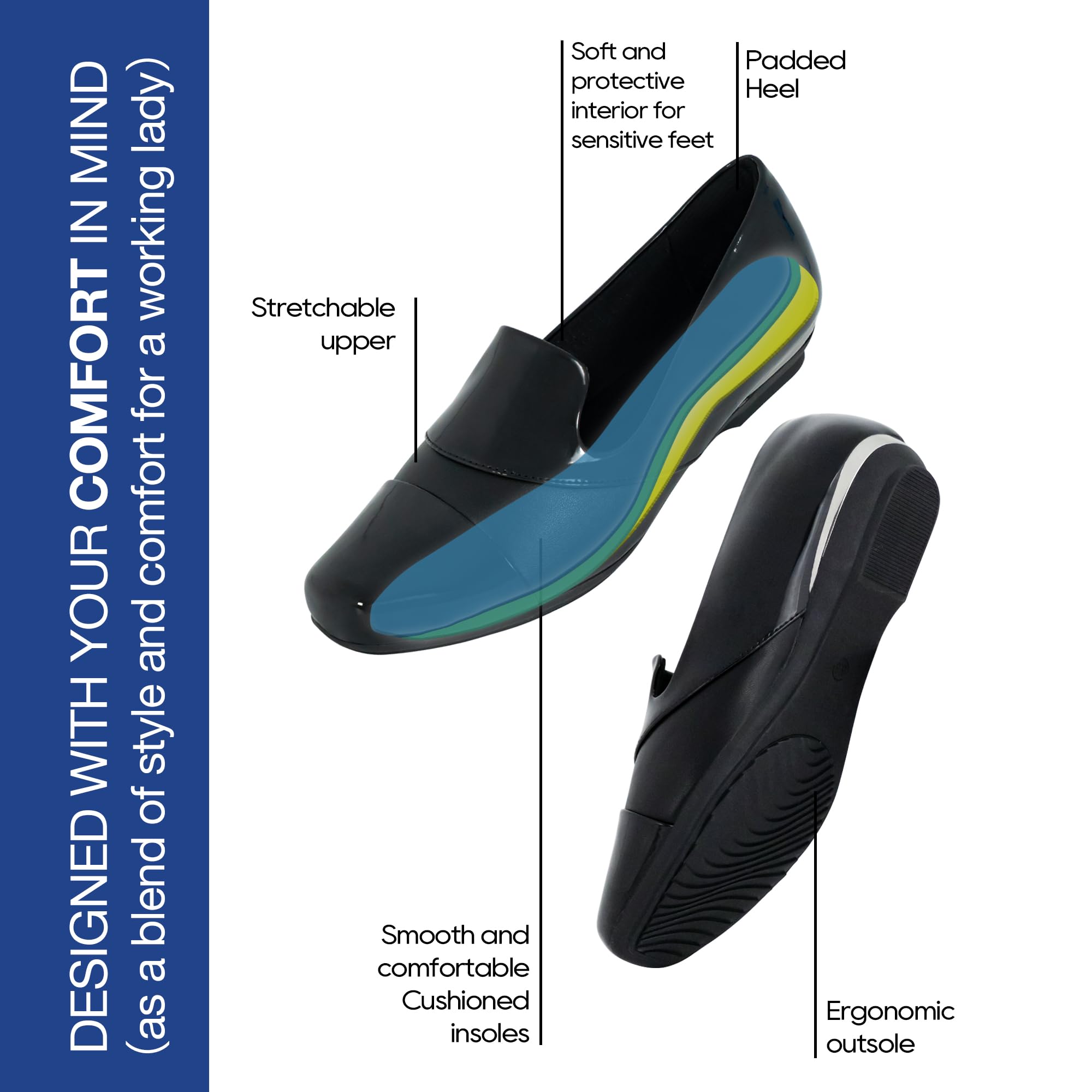 **Orthopedic Dress Shoes for Women - Comfortable Slip-On Loafers with Arch Support & Bunion Relief - Perfect for Work, Travel & Everyday Wear**