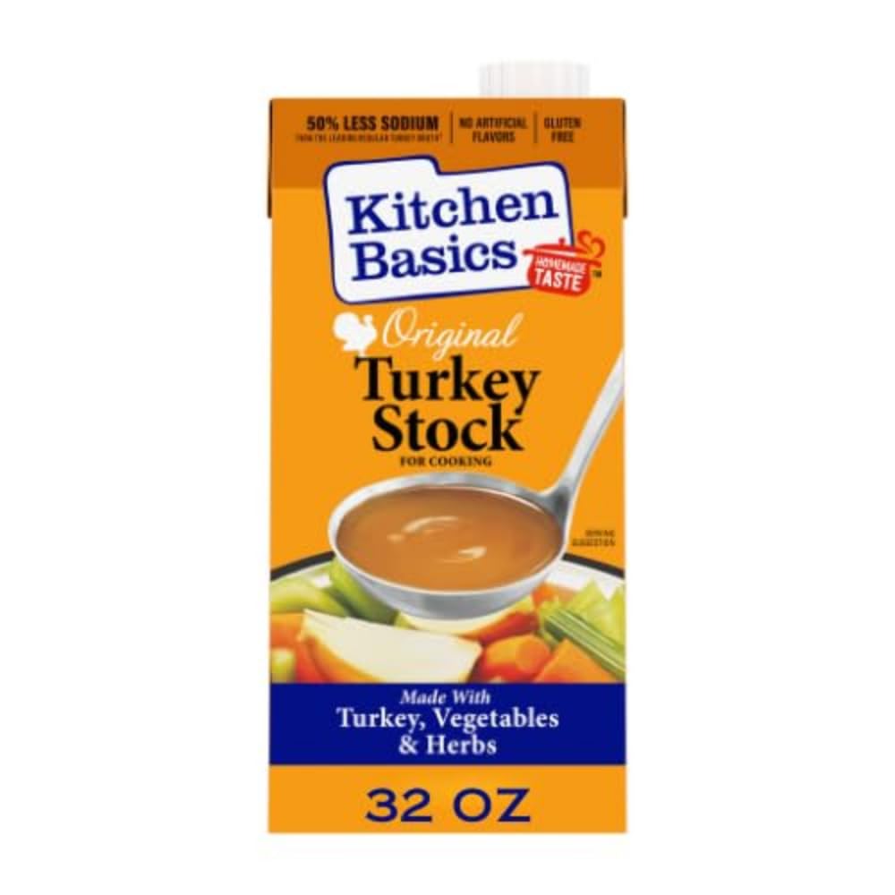 Kitchen Basics® Original Turkey Stock - 32 oz Carton, All-Natural Broth for Soups, Gravy & Cooking - Perfect for Thanksgiving, Holiday Meals & Everyday Recipes