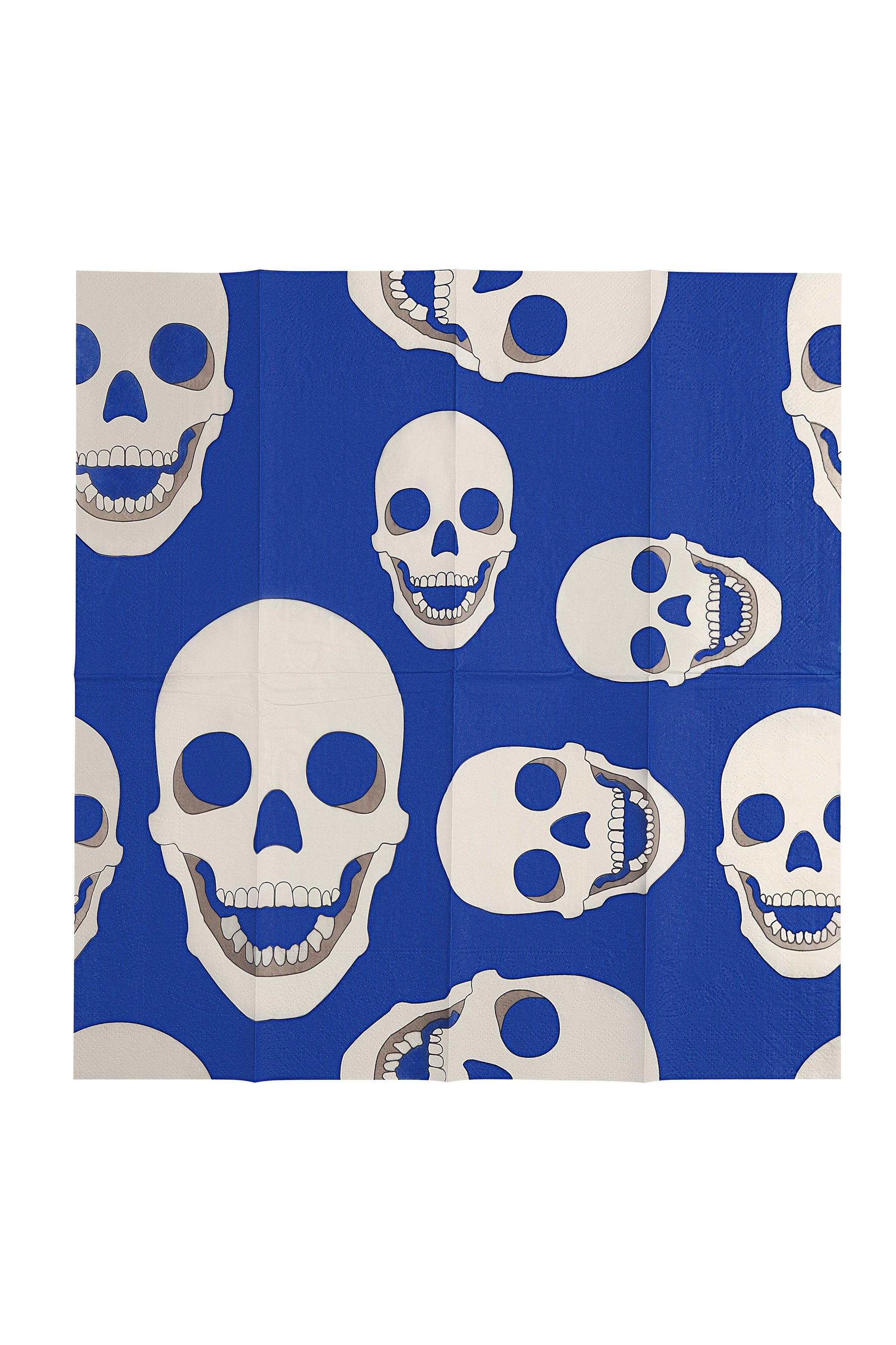 Skull Blue Paper Napkins (Pack of 40) - Premium Disposable Party Napkins for Halloween, Birthday & Themed Events
