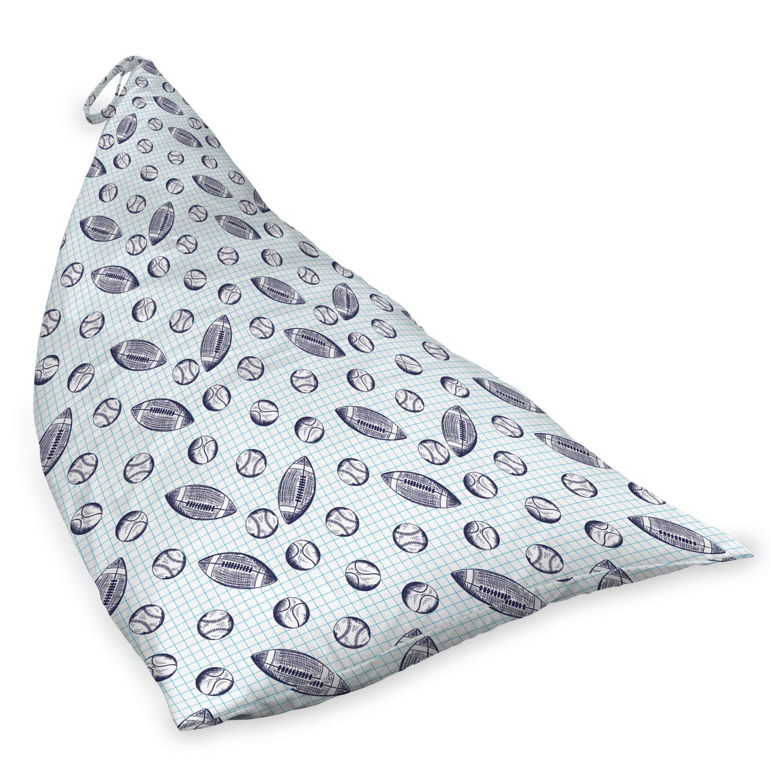 Ambesonne Baseball Lounger Chair Storage Bag - High Capacity Pigskin & Baseball Themed Checkered Design with Handle - Indigo & Pale Blue - Perfect for Sports Gear, Blankets, and Outdoor Equipment Storage