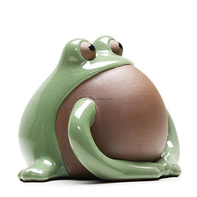 Premium Ge Kiln Ceramic Clay Frog Tea Pet - Handcrafted Zen Tea Companion for Gongfu & Japanese Tea Ceremony - Perfect Gift for Tea Lovers & Meditation Spaces