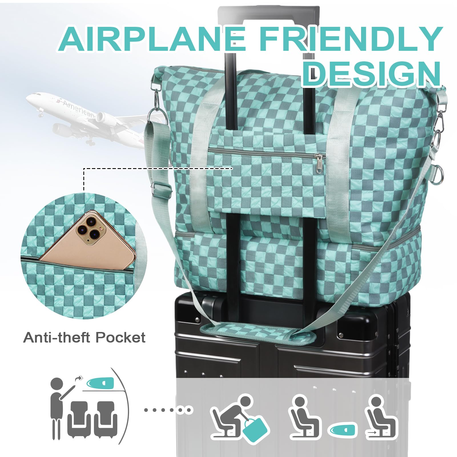 WOOMADA Women's Weekender Bag - Travel Duffel with Shoe Compartment & Wet Pocket | Airline-Approved Carry-On for Weekend Getaways