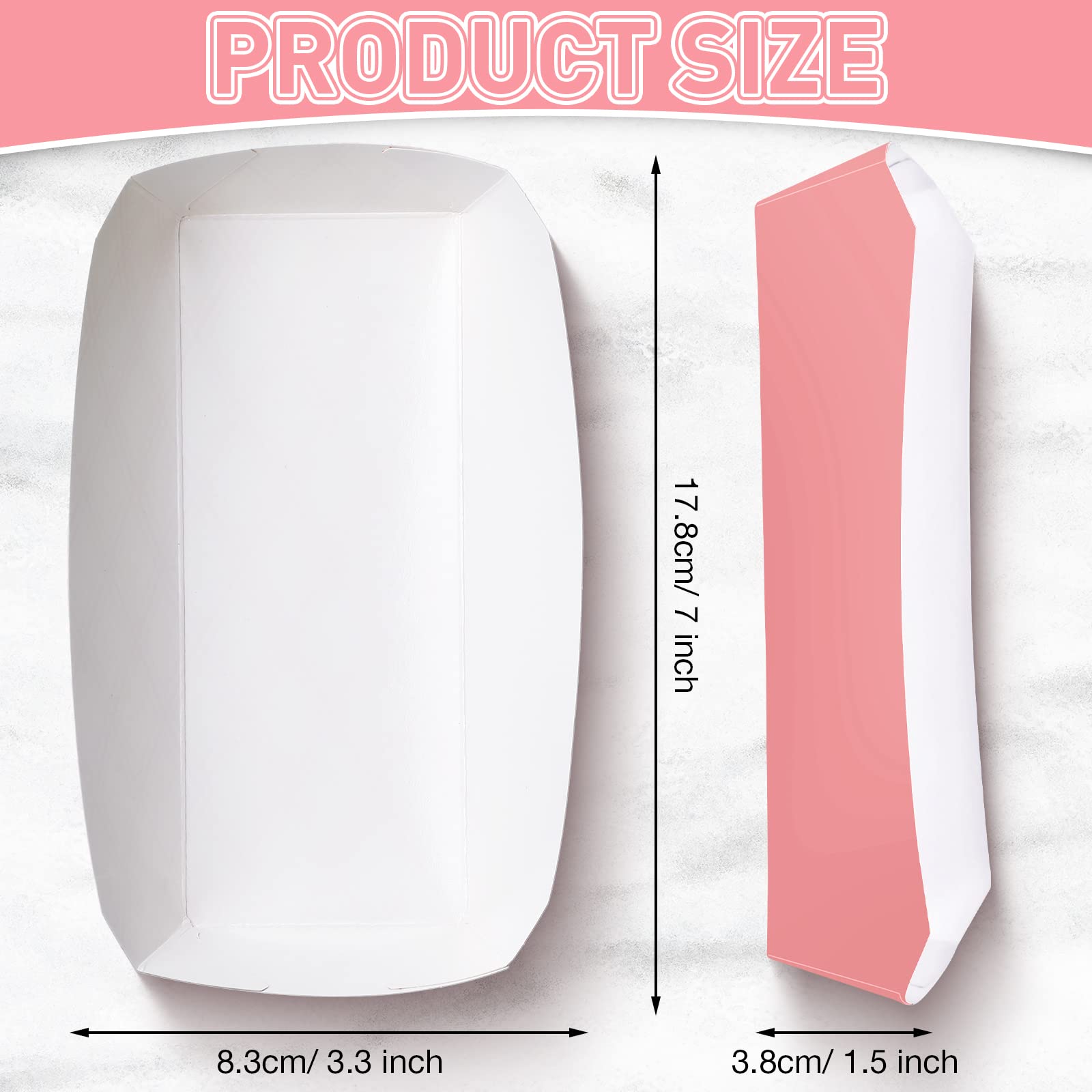 200 Pcs 7 Inch Disposable Pink Food Trays - 2lb Paper Serving Boats for Hot Dogs, Nachos, French Fries, Tacos & BBQ - Perfect for Parties, Festivals & Takeout Food Service