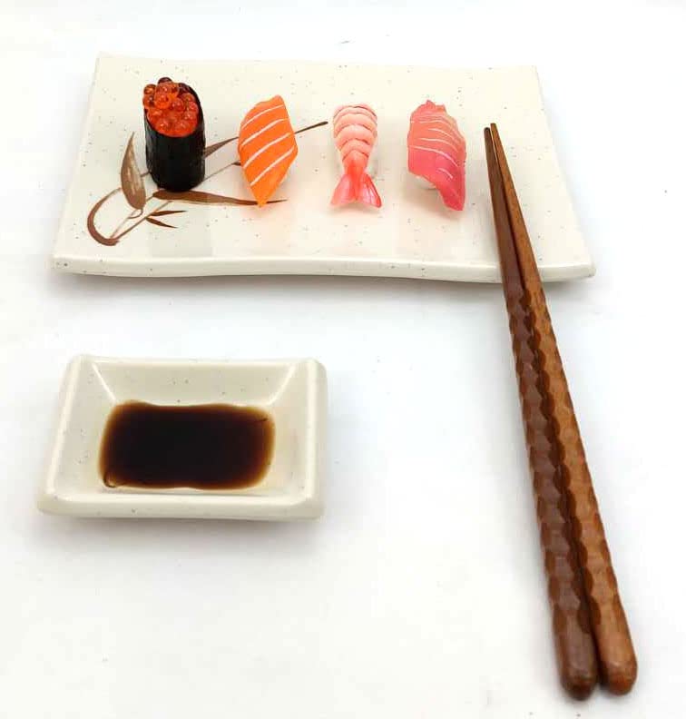 JapanBargain 2401 - Set of 4 Beige Reed Soy Sauce Dishes, Dipping Bowls for Sushi, Dumplings & Asian Cuisine | Perfect for Restaurants, Home Dining & Party Serving