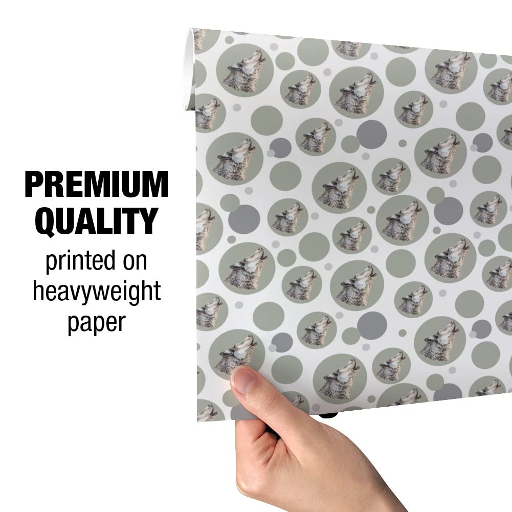 Premium Wolf Howling Gift Wrap Paper Roll - 30