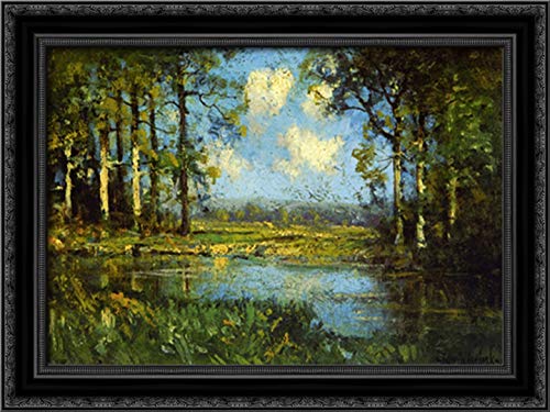 The Woodland Pool 24x18 Black Ornate Wood Framed Canvas Art by Robert Julian Onderdonk - Perfect for Living Room, Bedroom, or Office Décor