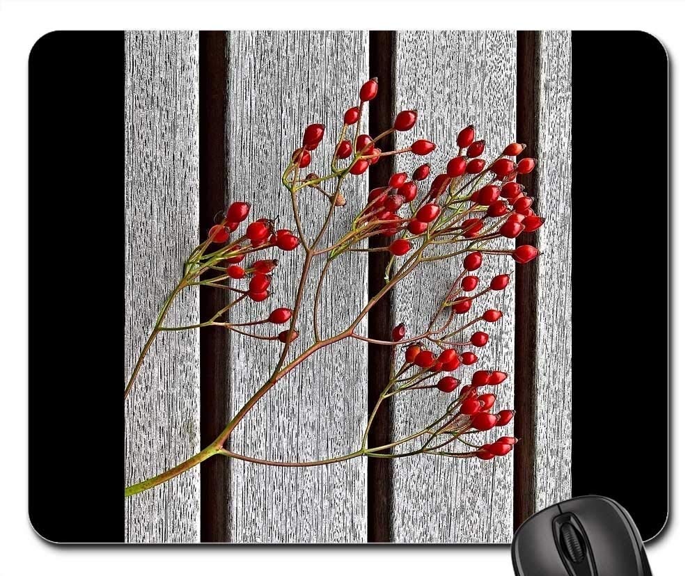 Premium Gaming Mouse Pad with Non-Slip Base - Large Mouse Mat for PC, Laptop & Office - Rose Hip Dog Rose Fruits Red Design - Perfect for Gamers, Work & Home Use