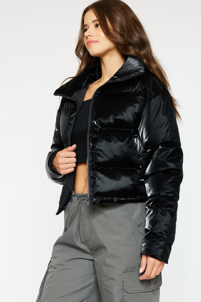 Stylish Lux Cropped Puffer Jacket for Women - Lightweight Winter Coat with Stand Collar | Perfect for Outdoor Activities, Travel & Casual Wear