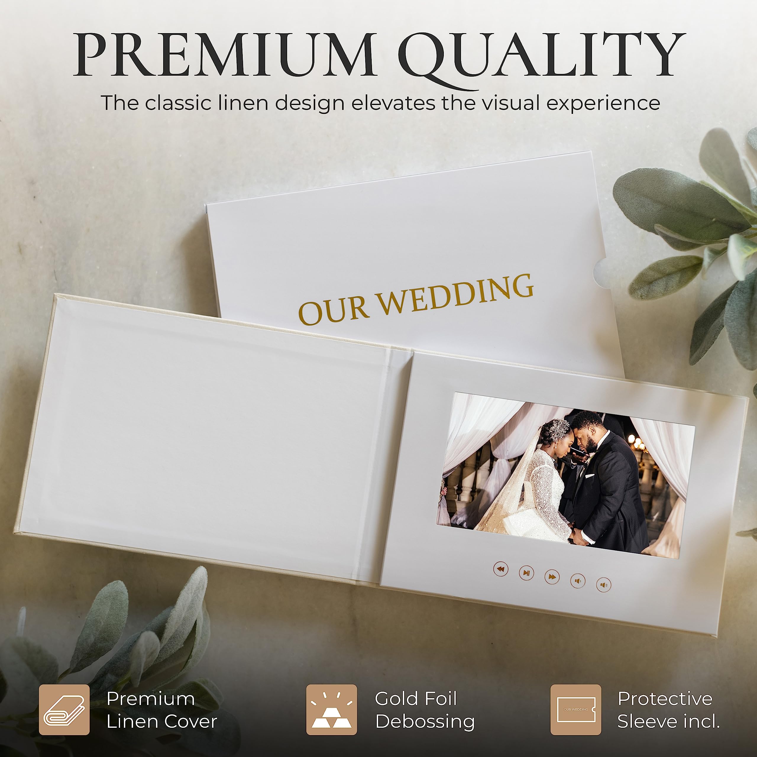 Luxury Linen Bound Wedding Video Book with 7