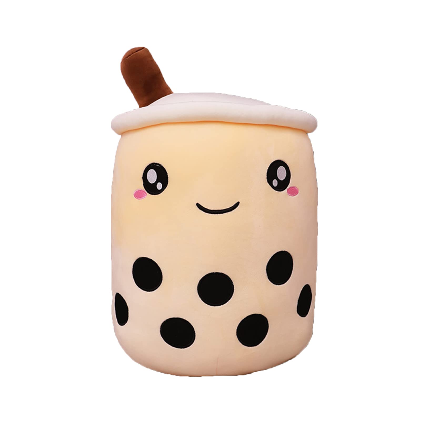 Deeruiery Boba Tea Plush Pillow - Soft Hugging Cartoon Cylindrical Cushion Toy (Beige, 13.7 Inch) - Perfect for Anime Lovers, Bedroom Decor & Cozy Sofa Snuggles