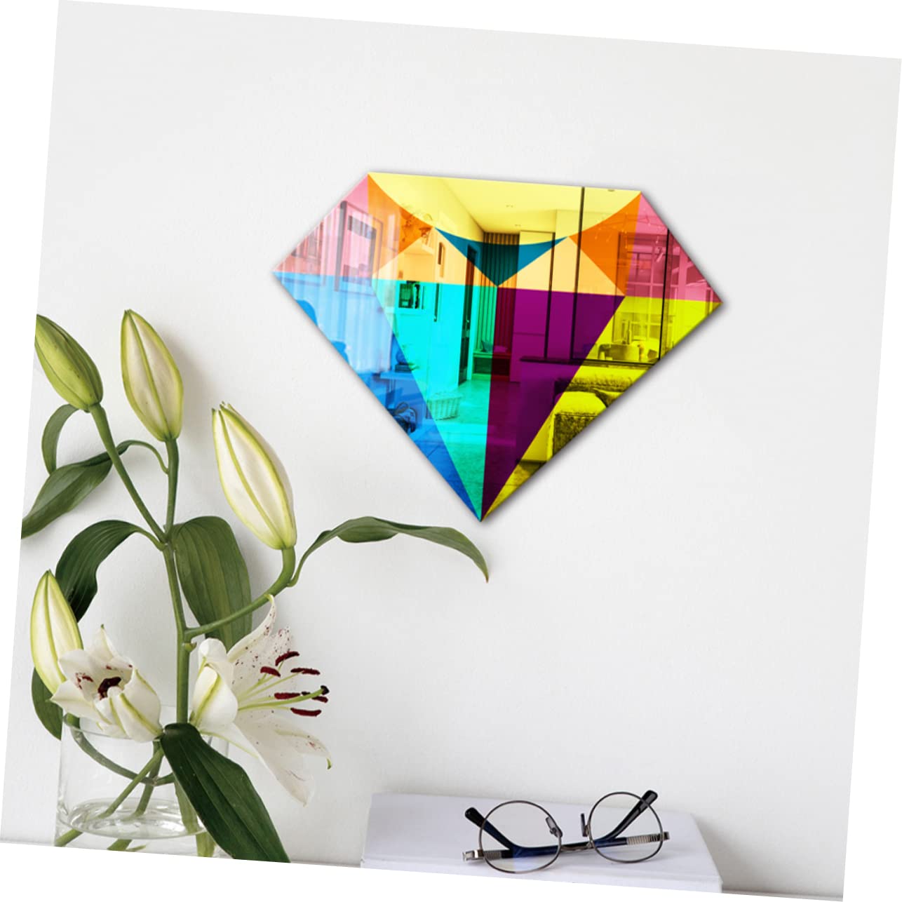 OSALADI Diamond Shape Acrylic Mirror Wall Sticker - Removable Self-Adhesive Wall Decal for Bedroom, Living Room, and Bathroom Decor