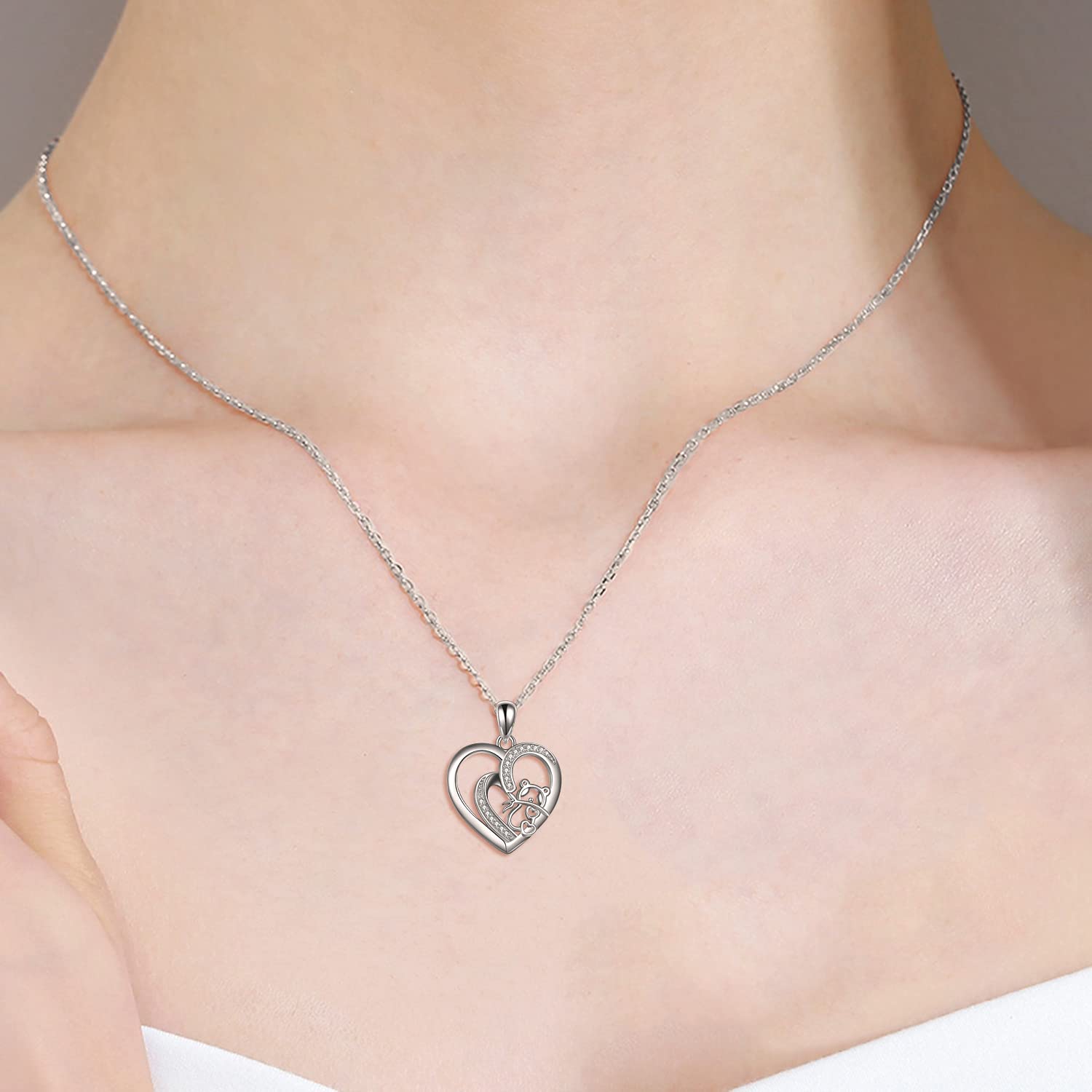 POPLYKE Sterling Silver Panda Necklace - 925 Silver Panda Pendant Jewelry for Women, Cute Animal Jewelry Gift for Her - Perfect for Birthdays, Anniversaries & Everyday Wear