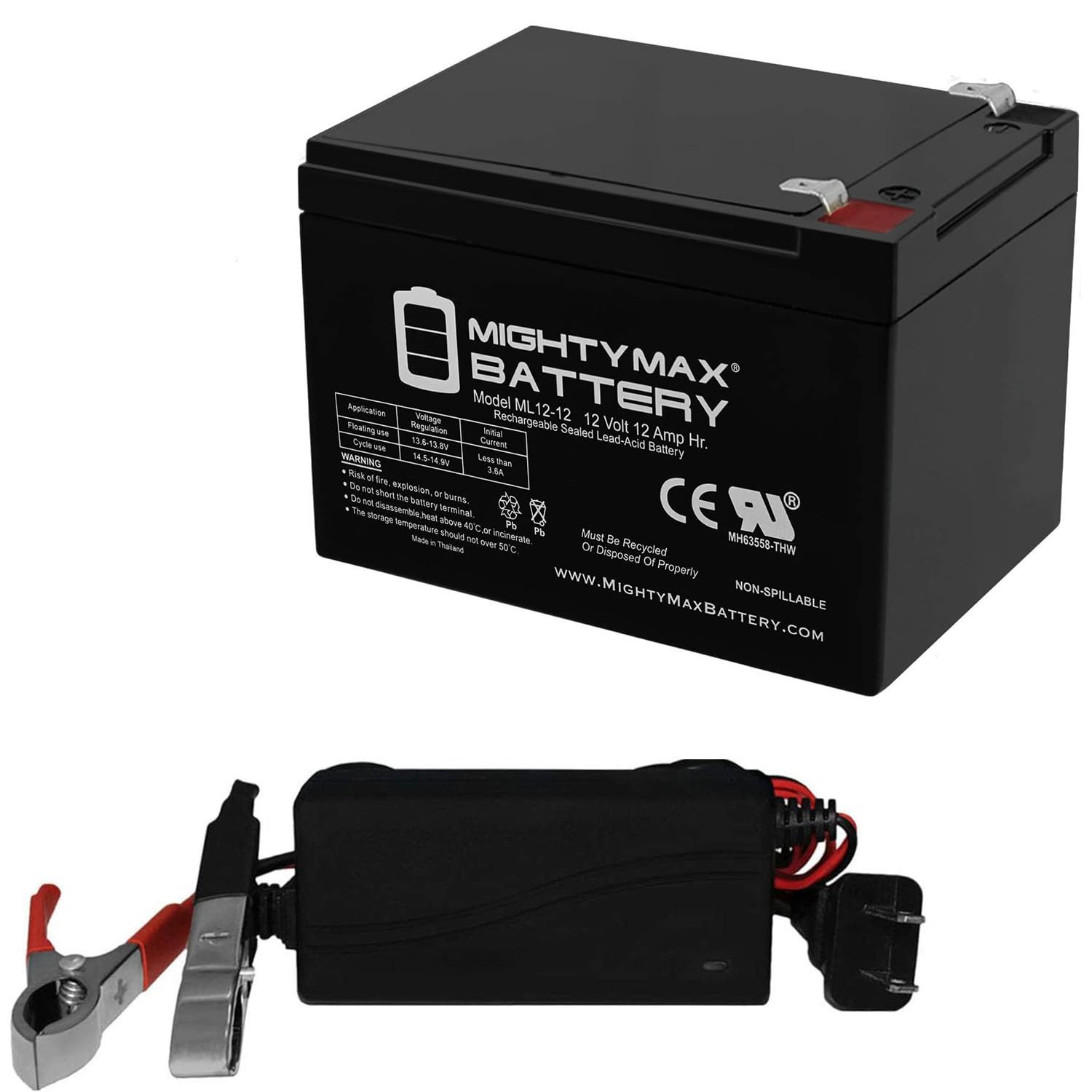 Mighty Max 12V 12AH Replacement Battery for SpinLife Mobility Scooters with 12V Charger - Power Your Mobility Scooter for Indoor/Outdoor Use