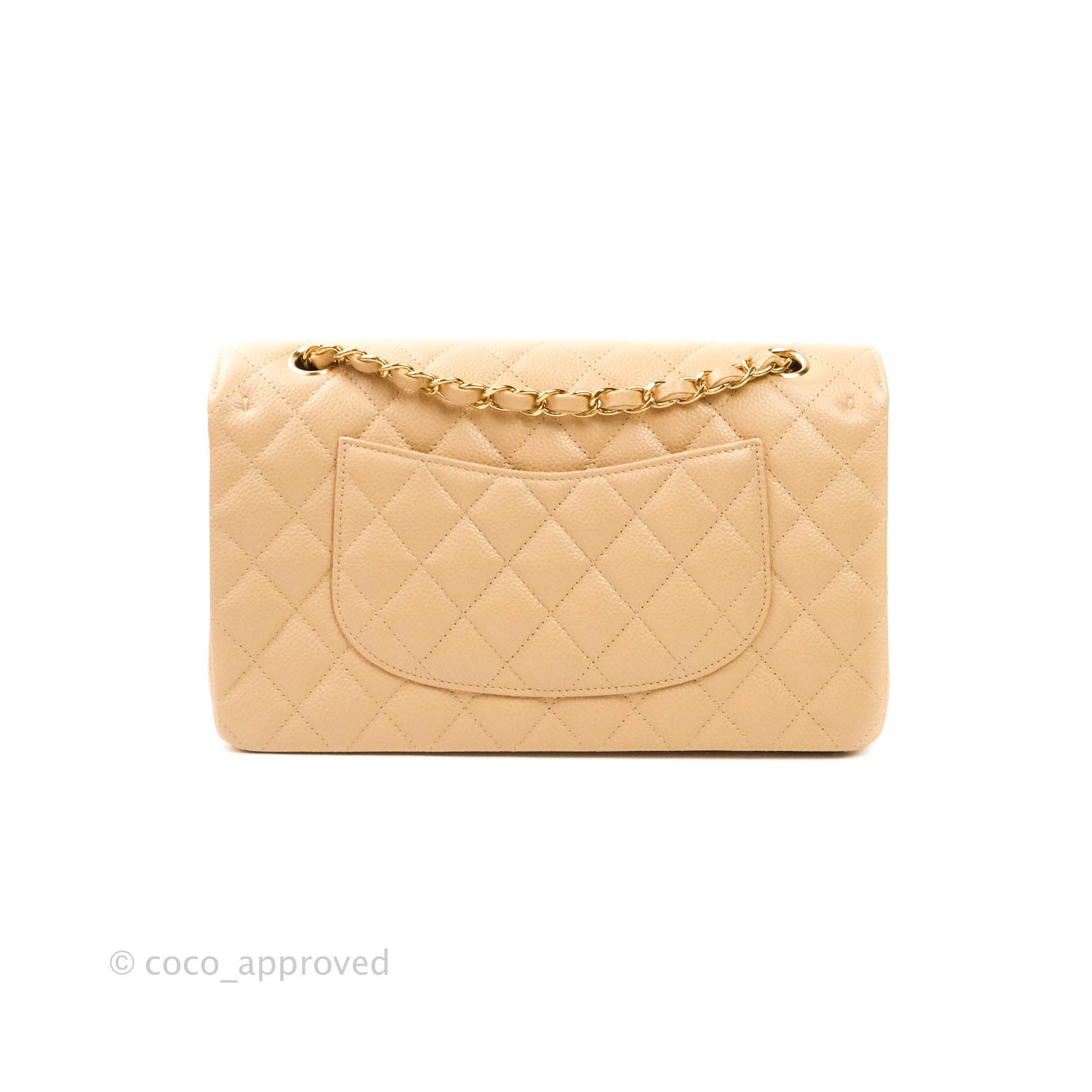 Chanel Classic Medium Double Flap Bag in Beige Caviar Leather with Gold Hardware - Luxury Handbag for Women, Perfect for Work, Evening Events & Special Occasions
