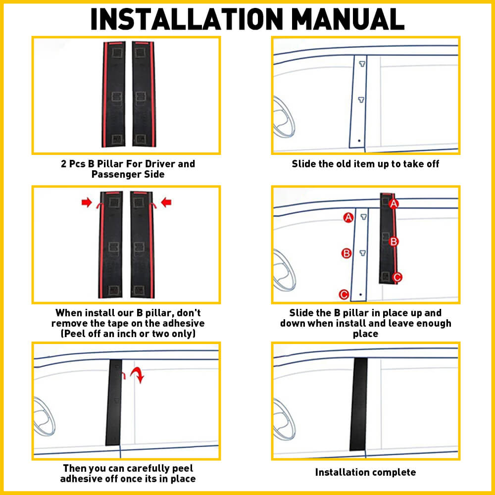 B Pillar Door Pillar Trim Compatible with 2008-2020 Dodge Grand Caravan & 2008-2016 Chrysler Town & Country - Durable Exterior Car Accessory for Enhanced Vehicle Protection and Style