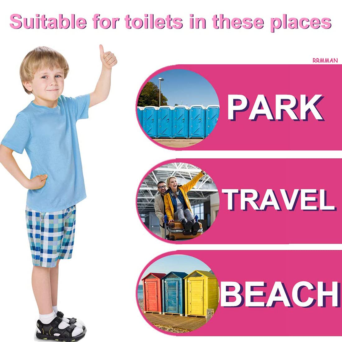 20 Pack Disposable Plastic Toilet Seat Covers - Waterproof, Non-Slip Potty Training Covers for Kids - Individually Wrapped for Hygiene - Perfect for Travel, Public Restrooms & Home Use