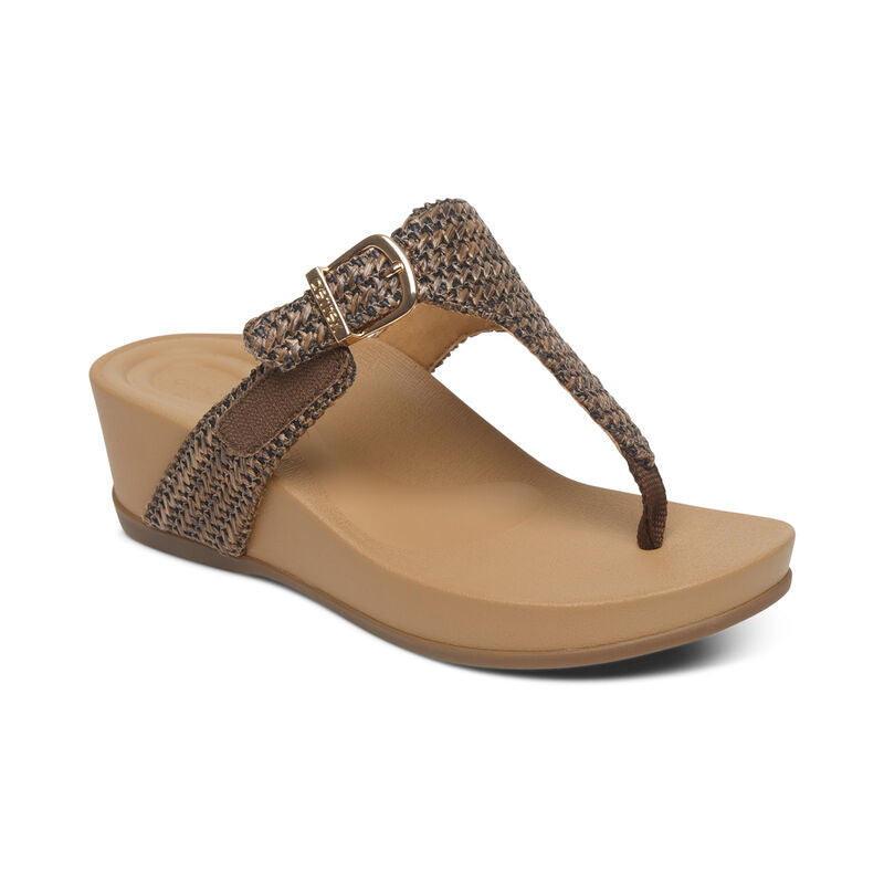 AETREX KATE Thong Wedge Sandals for Women - Comfortable Summer Shoes with Arch Support | Perfect for Beach, Pool, Vacation & Casual Outings