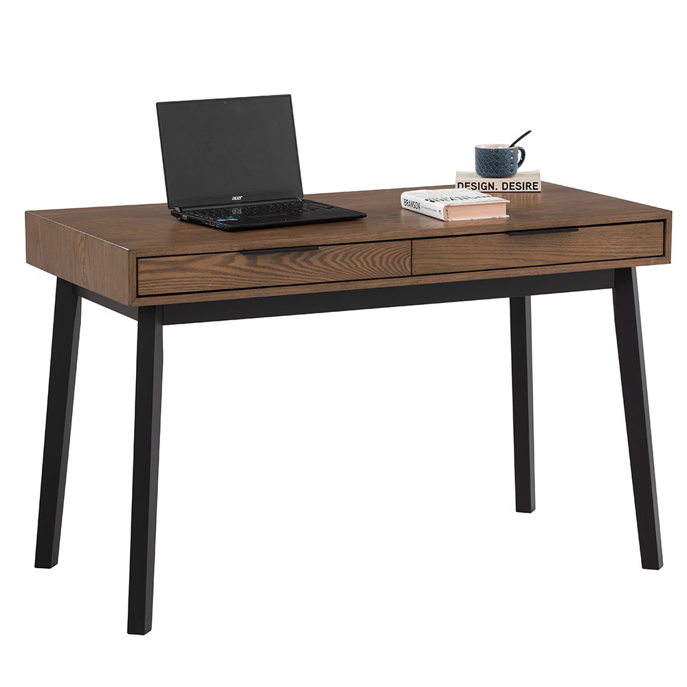 MALTON 120cm Study Desk - Black & Walnut Finish, Modern Writing Desk for Home Office, Dorm Room, or Small Spaces