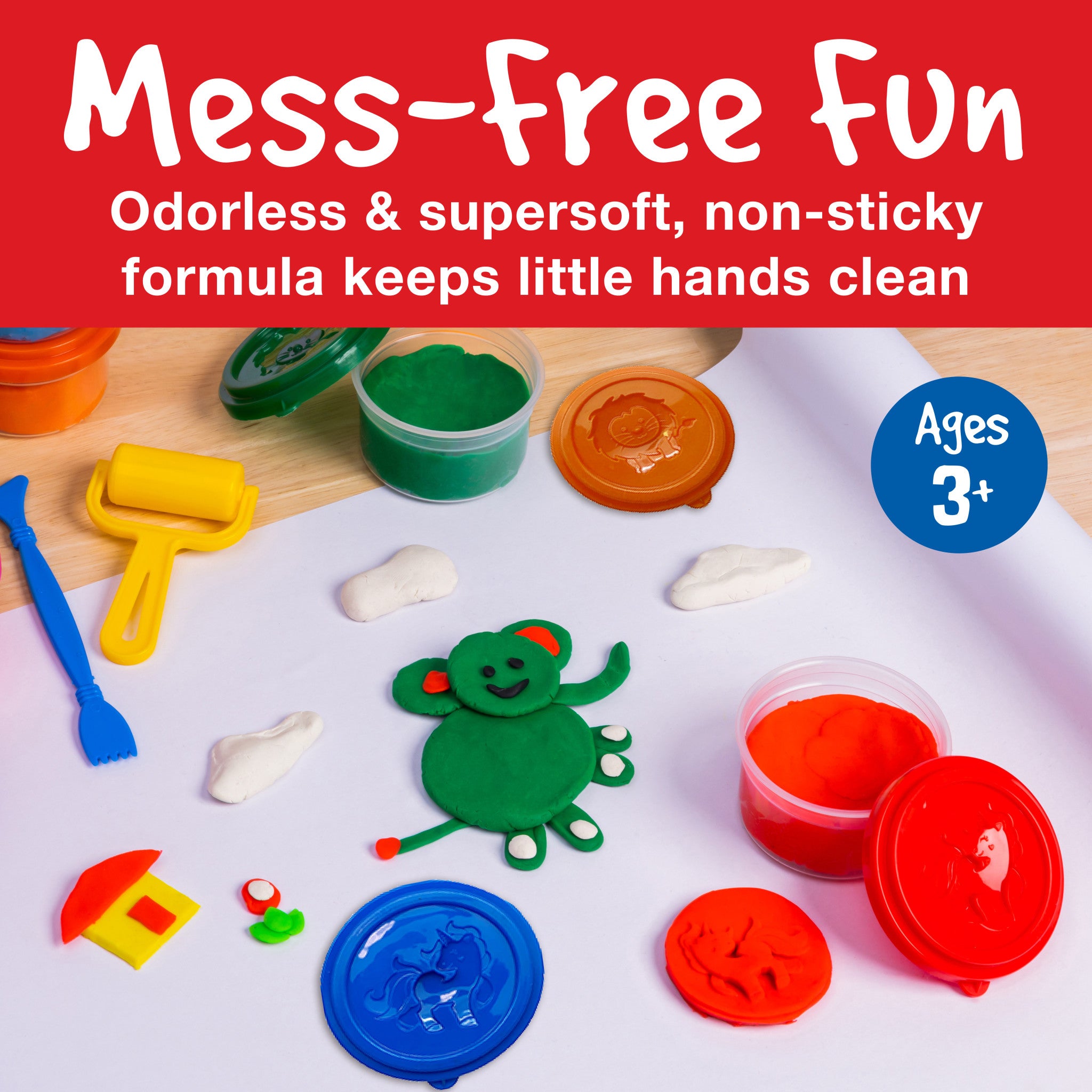 Little Creatives 6 Pack Super Soft Non-Toxic Modeling Dough for Kids - Safe & Vibrant Colors for Creative Play, Arts & Crafts, Sensory Development & Early Learning Activities