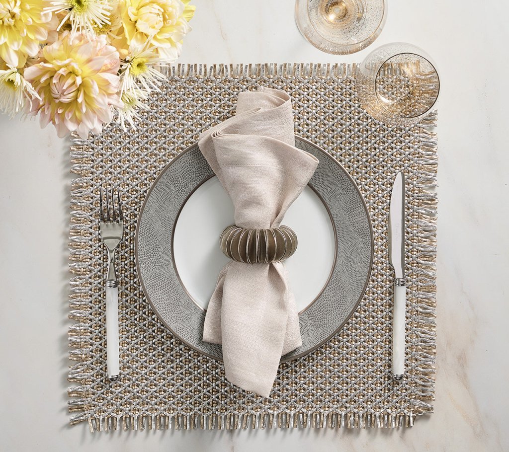 Gold & Silver Fringe Placemat Set of 4 - Elegant Table Decor for Dining Room, Party, and Home Decor