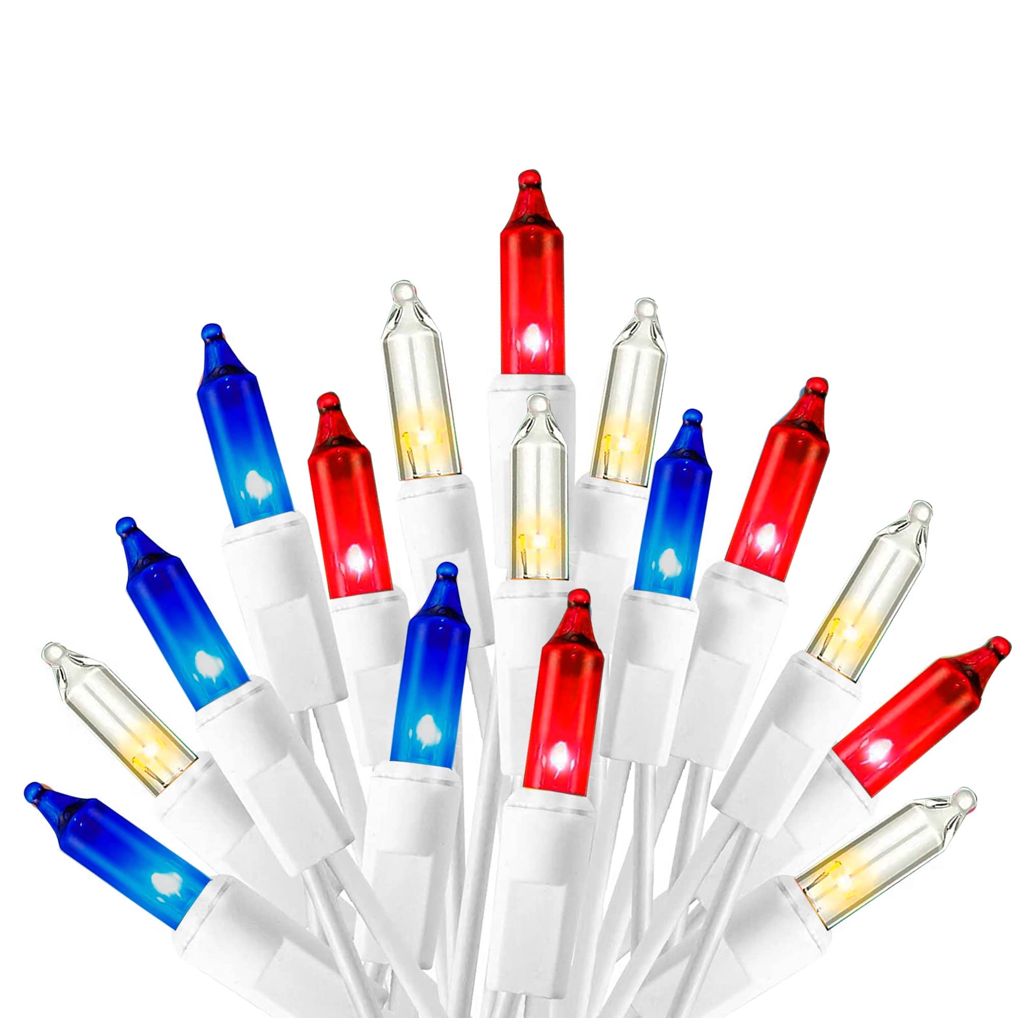 FUNPENY Patriotic String Lights - 2 Pack 20FT Connectable Mini Lights with 100 LED Bulbs for 4th of July Decorations | Indoor Outdoor Party Lights for Memorial Day, Independence Day, Backyard BBQ, and Patriotic Celebrations