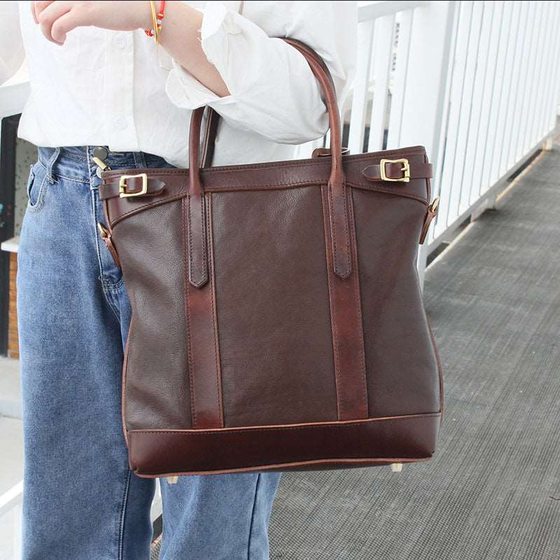 Premium Italian Leather Work Tote Bag for Women - Durable & Stylish Professional Office Bag, Business Commuter & Travel Carryall - Perfect for Laptops, Files & Everyday Essentials