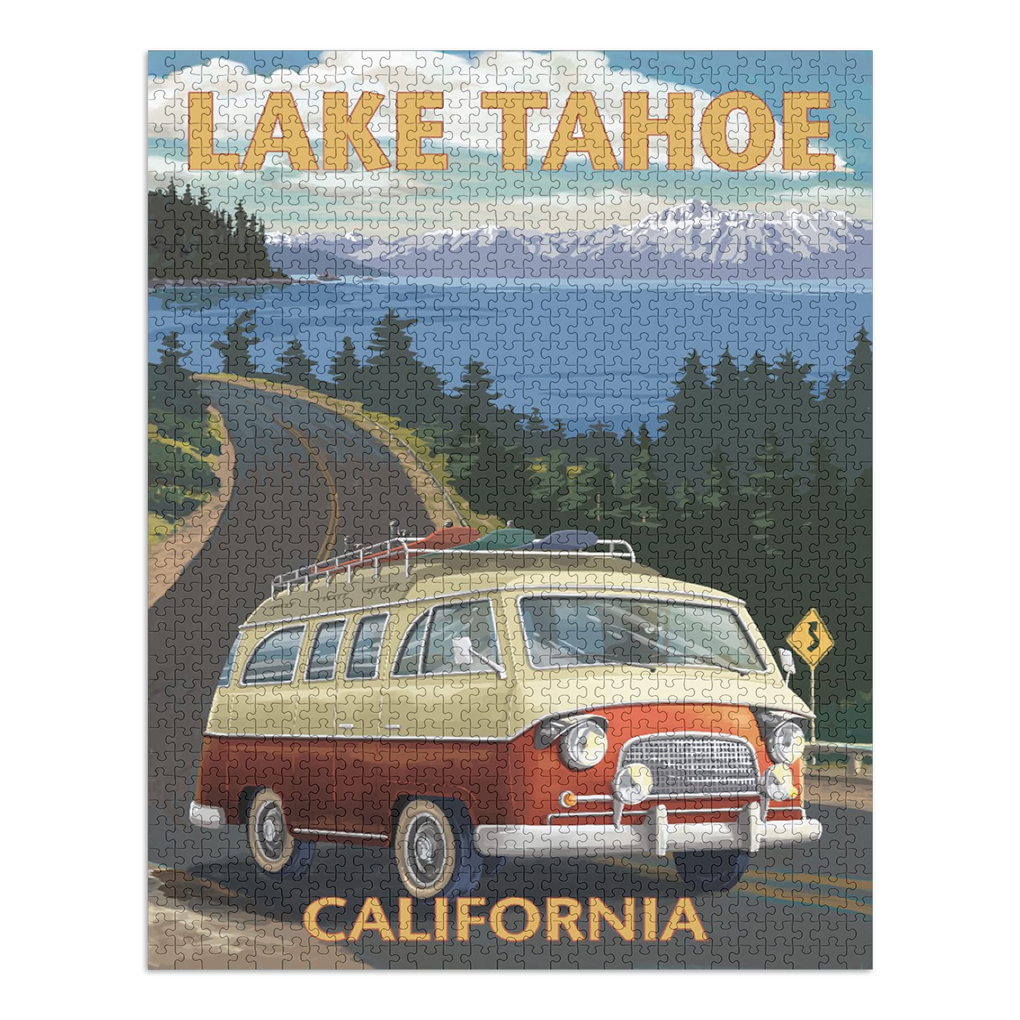 1000 Piece Lake Tahoe California Camper Van Jigsaw Puzzle - 19x27 Inches, Challenging Puzzle for Adults & Family, Made in USA - Perfect for Family Game Nights & Relaxation