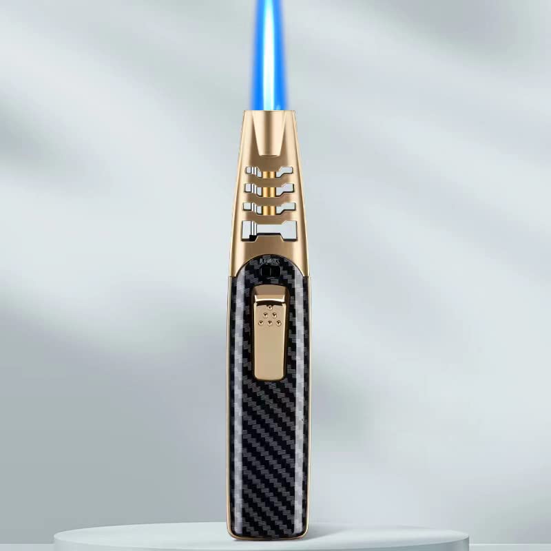 Windproof Jet Flame Torch Lighter - Refillable Butane Lighter for Candle Lighting, Camping, BBQ & Kitchen Use - Marrone Turbine Torcher (Butane Not Included)