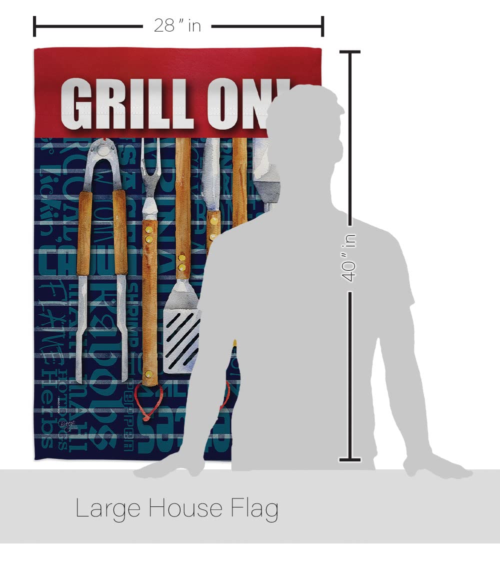 Summer Fun Grill House Flag Set 28x40in w/Flagpole - Outdoor Decor