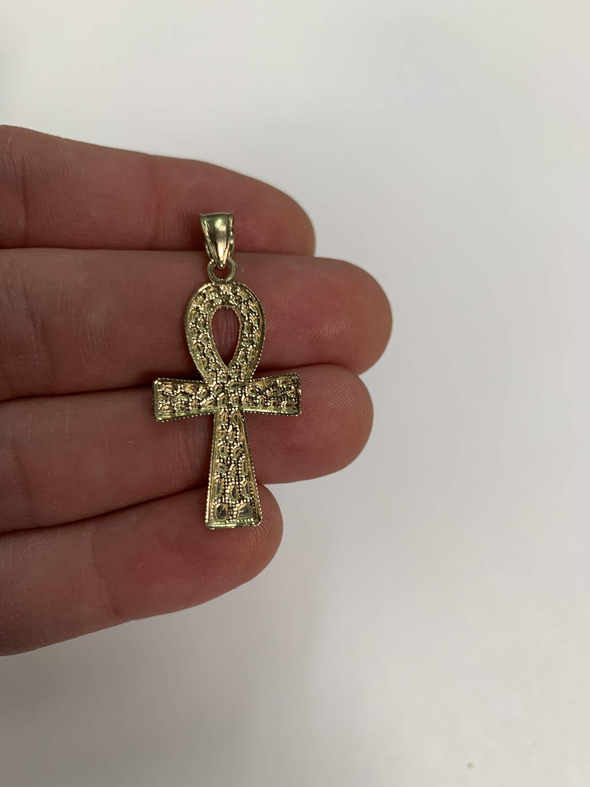 10K Real Solid Gold Ankh Pendant with Diamond Cut Finish - Egyptian Cross Jewelry, Symbol of Life - Perfect Gift for Women & Men - Ideal for Spiritual Protection, Meditation & Fashion Accessories