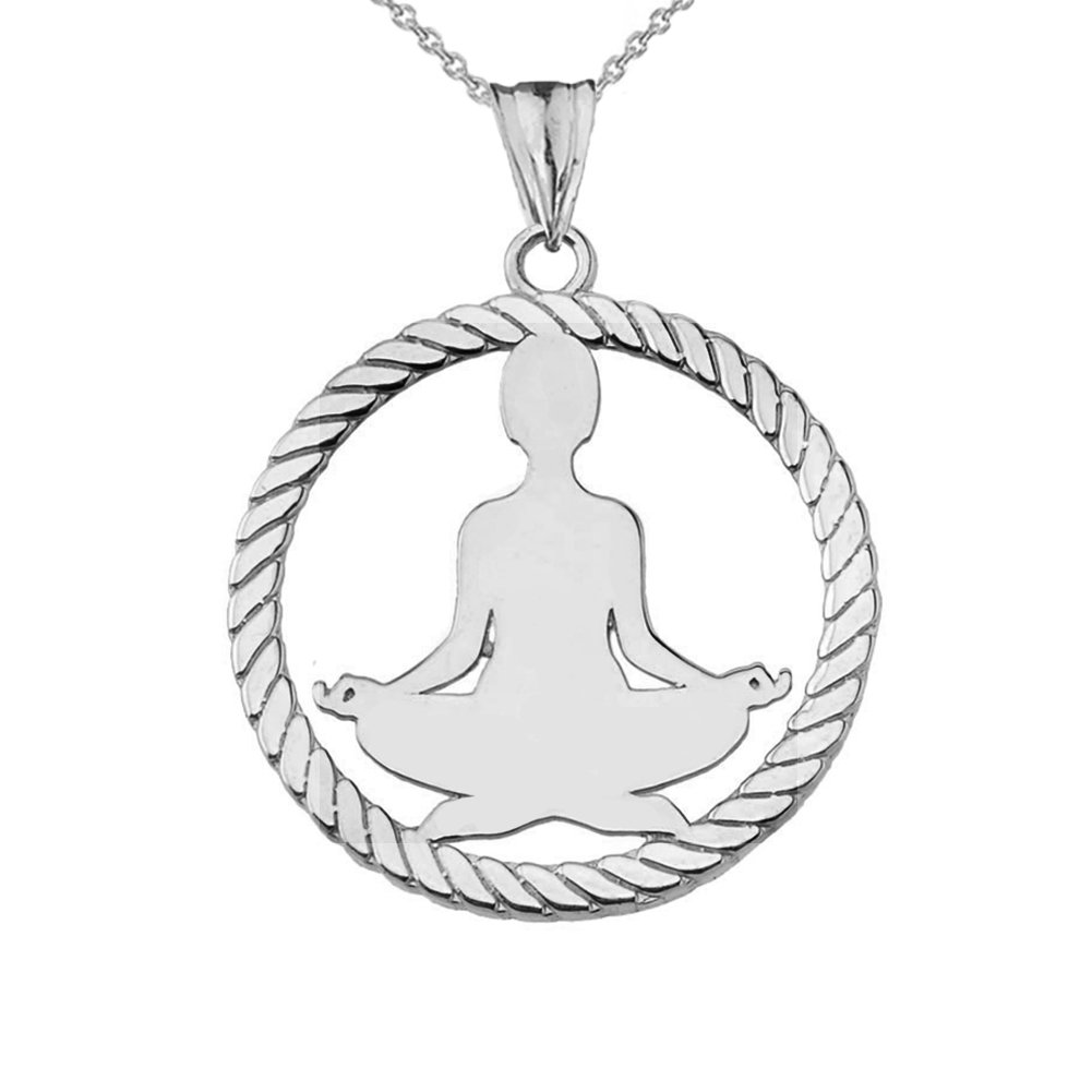 Meditation Yogi Silhouette Sterling Silver Pendant Necklace - Perfect for Yoga, Mindfulness & Spiritual Gifts