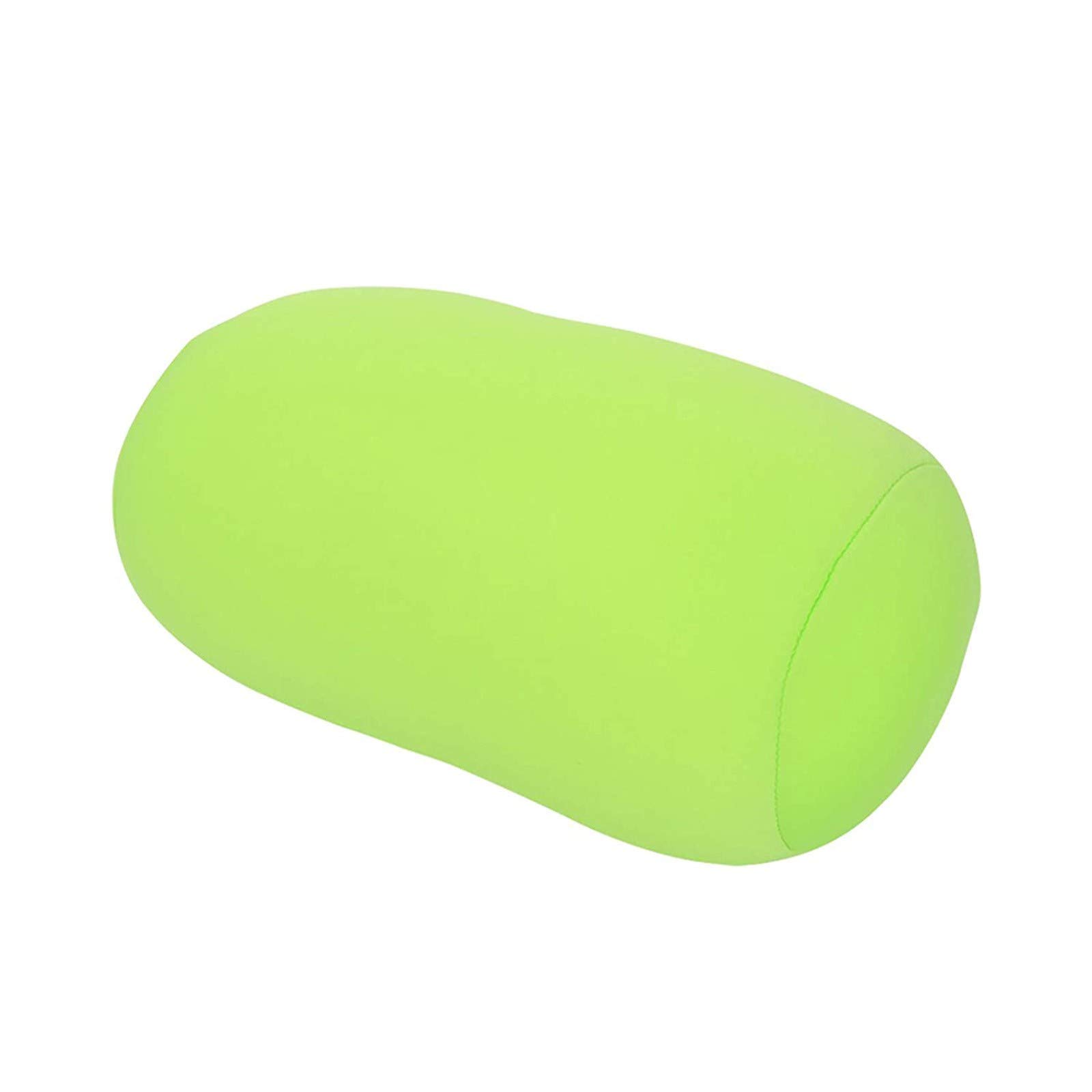 Microbead Roll Neck Pillow - Memory Foam Travel Pillow for Neck & Lumbar Support - Comfortable Bean Bag Bolster Cushion for Airplane, Car, Sofa & Bed - Green, 12.6