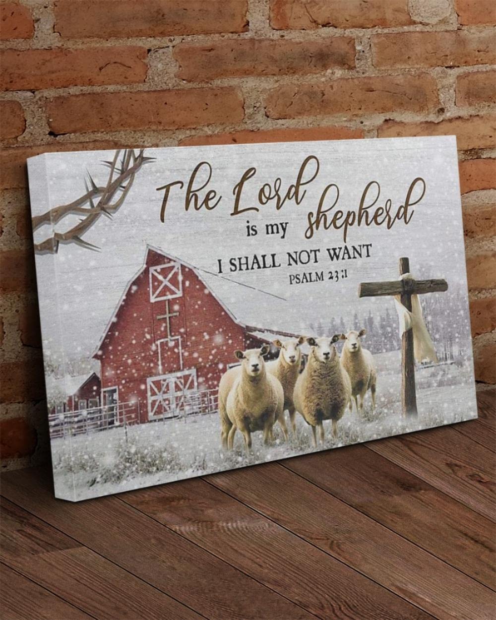 Inspirational Psalm 23:1 Christian Wall Art - 'The Lord Is My Shepherd' Jesus Canvas Print for Christmas Decor, Home & Church
