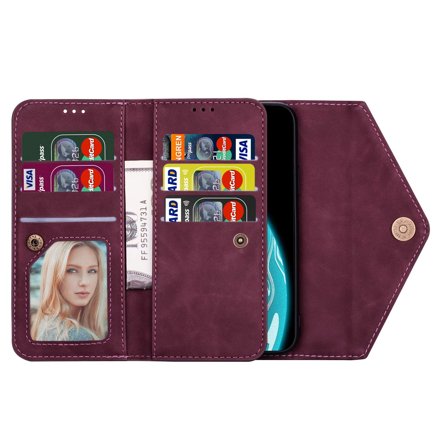Premium Faux Leather Wallet Case for Samsung Galaxy A53 5G - Crossbody Phone Purse with Adjustable Strap, ID Card Holder & Secure Magnetic Closure (Wine Red) | Perfect for Travel, Shopping & Everyday Use