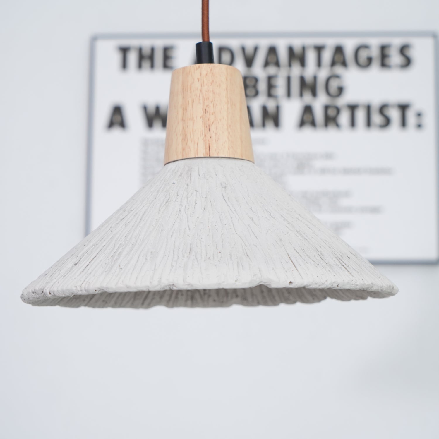 Modern Concrete Pleated Pendant Light - Industrial Style Hanging Lamp for Kitchen Island, Dining Room & Bedroom Lighting