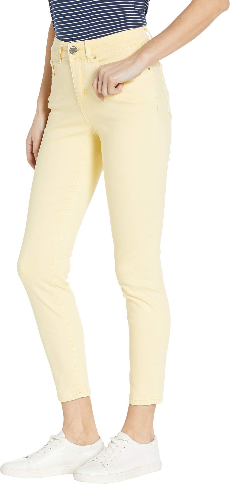 FDJ Women's French Dressing Jeans - Slim Ankle Fit, Cool Twill Fabric, Size 12/28 (Buttercup Yellow) - Perfect for Casual Outings & Office Wear