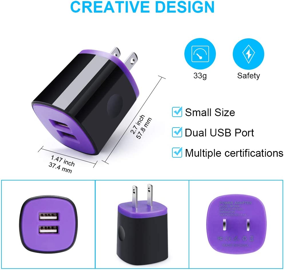 Fast Car Charger Adapter & Wall Plug Charging Cube 2-Pack with Type C Port - Compatible with Samsung Galaxy S23/S22/S21/Note20 - Perfect for Travel, Home & Office Use