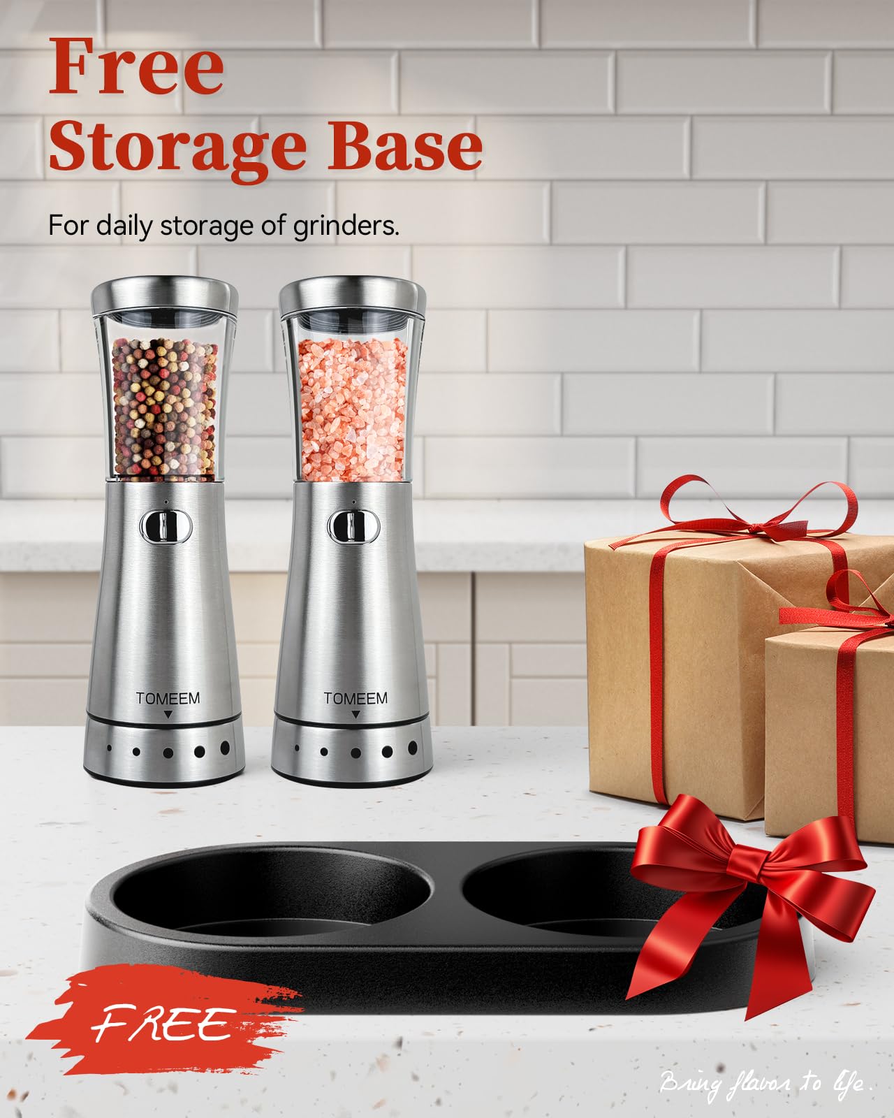 Premium Rechargeable Electric Salt and Pepper Grinder Set - Stainless Steel, 4.5oz Large Capacity, Adjustable Coarseness with Wide 1.8