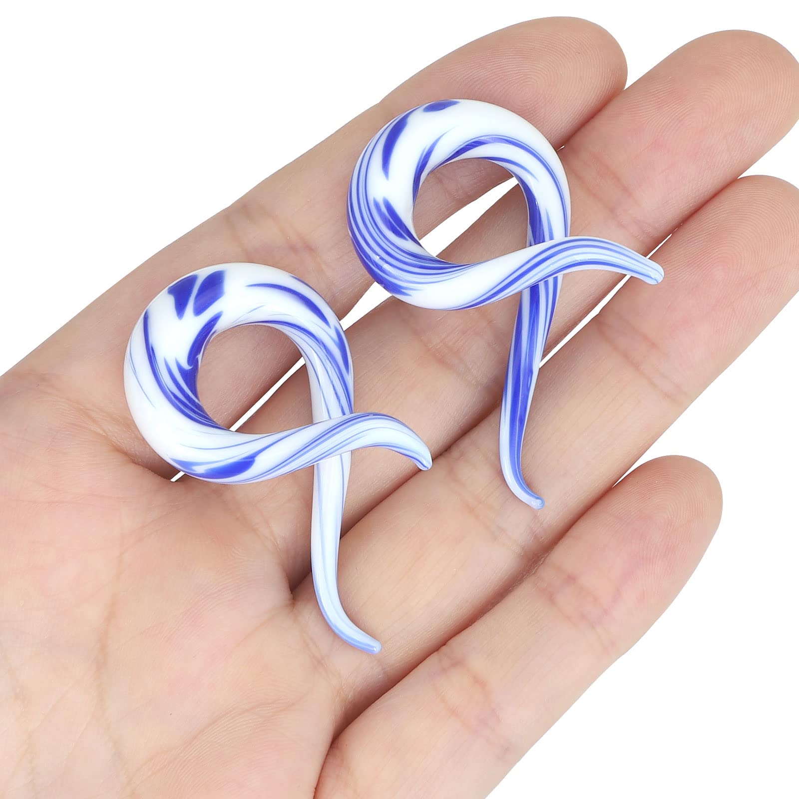 Stuppendux 2Pcs Spiral Glass Ear Tapers - Ear Plugs, Tunnels & Expander for Stretching - Body Piercing Jewelry for Men & Women - Perfect for Gauges, Hangers & Everyday Wear