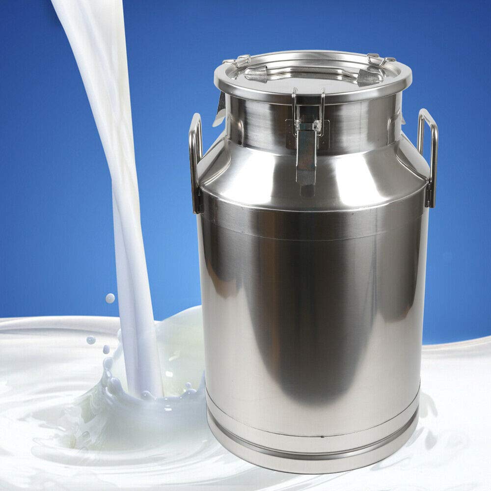 40L Stainless Steel Milk Can - Airtight Storage Container for Milk, Wine & Liquids - Sealed Lid Transport Jug for Dairy, Brewing & Bulk Liquid Storage - Perfect for Farms, Wineries & Commercial Kitchens