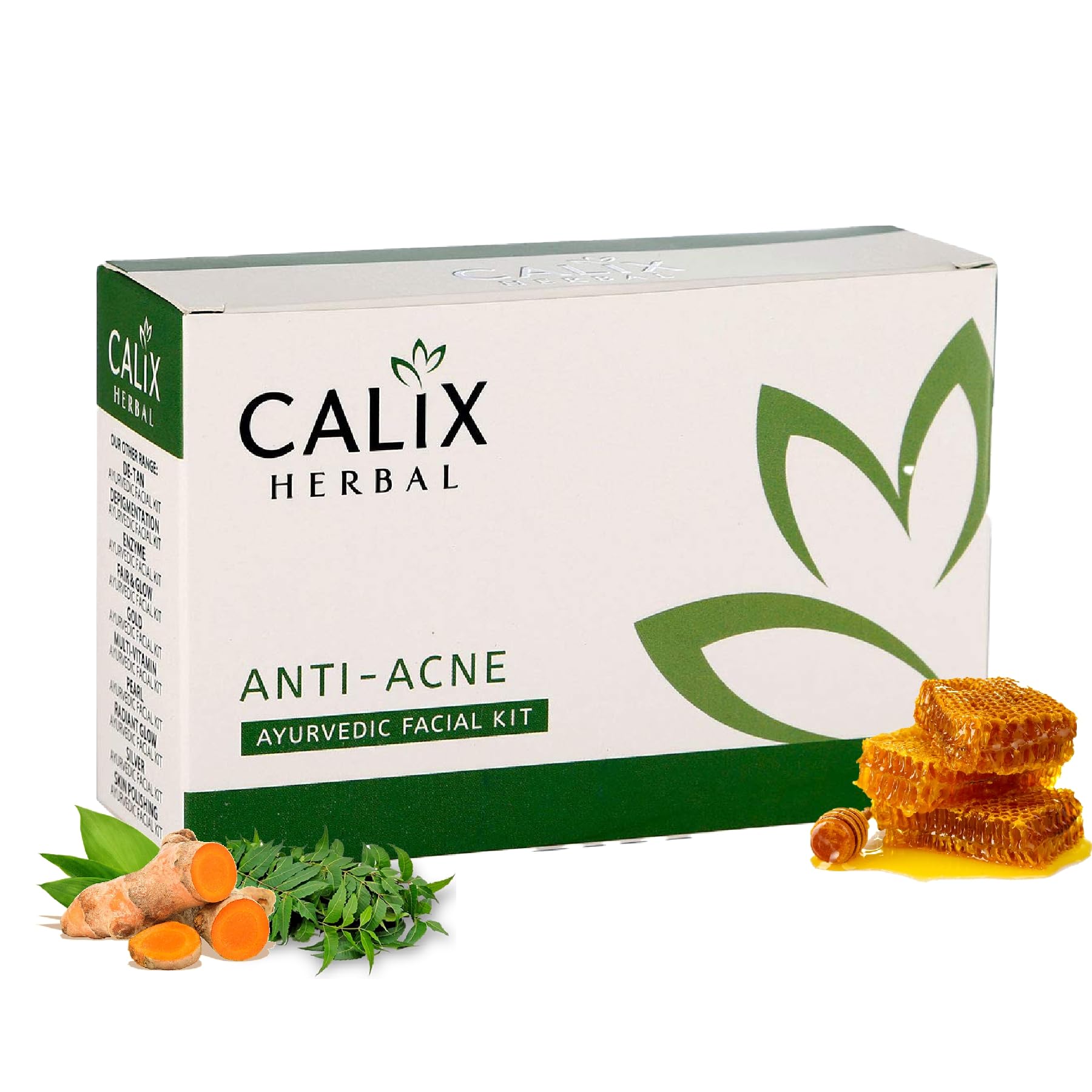 Calix Herbal Organic Anti Acne Ayurvedic Facial Kit with Neem & Honey | Natural Pimple Control Treatment for Women & Men | Suitable for All Skin Types | Set of 5 (50g) | Perfect for Daily Skincare Routine & Acne-Prone Skin Care
