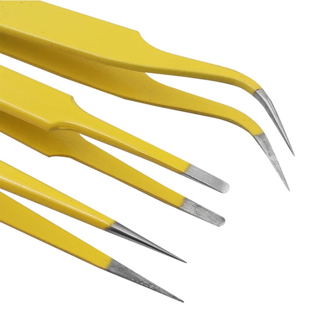 Premium Anti-Static Stainless Steel Tweezers Set - Precision Electronics Repair Tools for Phones, Eyebrows & Eyelashes | Universal Fit | Ideal for DIY Tech Repair, Beauty Salon & Home Use