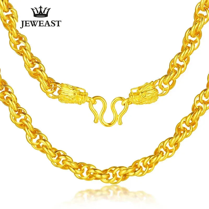 24K Solid Gold Necklace for Men - Real 999 Pure Gold Chain with Faucet Buckle, Classic Luxury Jewelry Gift for Him - Perfect for Weddings, Anniversaries & Special Occasions