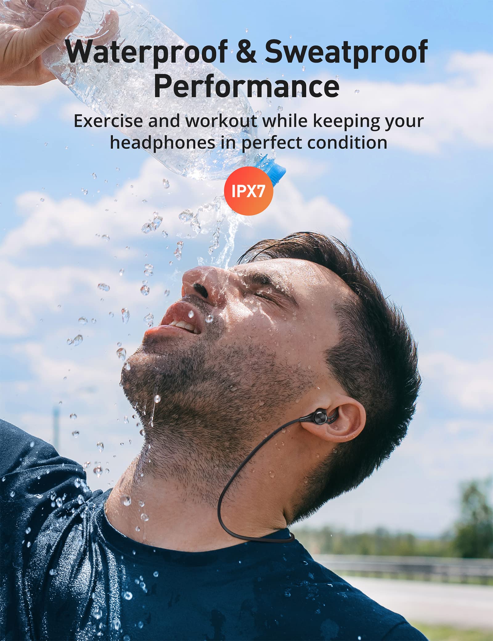 Wireless Bluetooth 5.2 Earbuds with aptX Stereo, Deep Bass & Built-in Mic - 16H Playtime, Magnetic Design, IPX7 Waterproof - Perfect for Running, Gym Workouts & Outdoor Sports